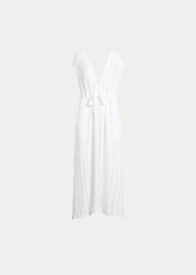 Vestidos Polo Ralph Lauren Mujer Blancos - Plaid Woven Cover-Up - LKUIF1548